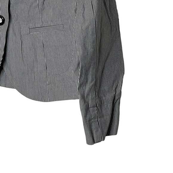 Talbots Petites Stretch Blazer Jacket Women 4 Long Sleeve Striped Front Button - Picture 5 of 8